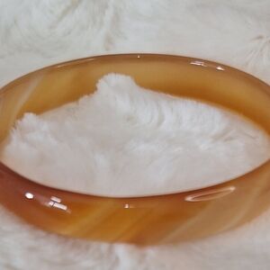 Honey Brown Sugar Polished Agate Bangle Vintage Bracelet